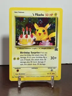 Pokemon Birthday Pikachu #24 Black Star Promo Holo Rare Vintage Card Nm SWIRL!!! - Image 1