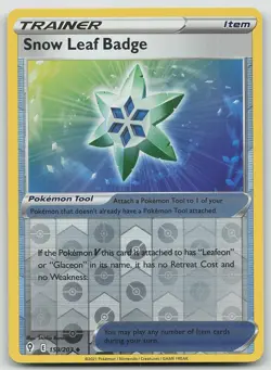 Pokemon Snow Leaf Badge 159/203 Evolving Skies Uncommon Reverse Holo NM - Image 1