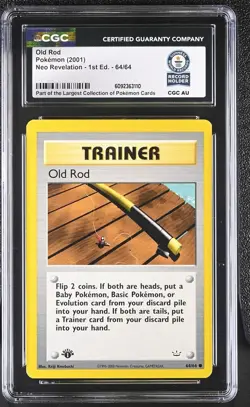 Pokemon Neo Revelation 1st Edition Old Rod 64/64 CGC GUINNESS WORLD RECORD 1/1 - Image 1