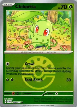 CHIKORITA (FRIEND BALL) 008/217 COMMON ASCENDED HEROES POKEMON REVERSE HOLO NM/M - Image 1