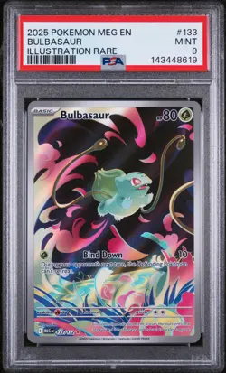 PSA 9 Bulbasaur 133/132 Mega Evolution Illustration Rare Pokemon - Image 1