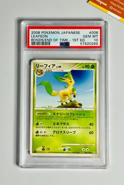 Pokemon 2008 PSA 10 Leafeon Non Holo Bonds of Time 1st Ed Pt2 #008 Japanese - Image 1