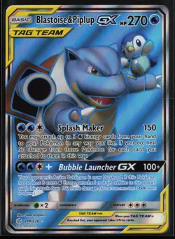 Blastoise & Piplup GX 214/236 - SM Cosmic Eclipse - Full Art - Pokemon TCG NM - Image 1