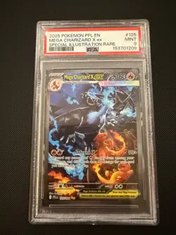 2025 POKEMON PFL EN-PHANTASMAL FLAMES #125 MEGA CHARIZARD X EX PSA 9 - Image 1