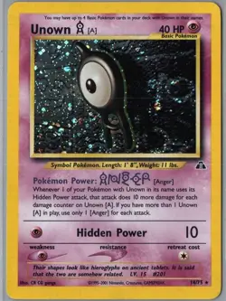 Unown [A] 14/75 Rare Neo Discovery Pokemon Unlimited Holo Near Mint - Image 1