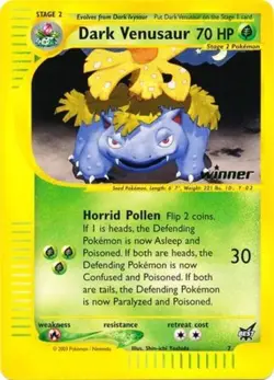 Heavily Played, English Pokemon Regular Dark Venusaur - Best Promo - Winner - Po - Image 1