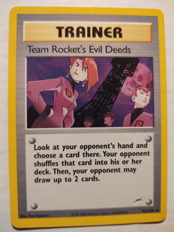 Team Rocket's Evil Deeds 103/105, 2002 Neo Destiny Pokemon TCG WotC Trainer, NM - Image 1