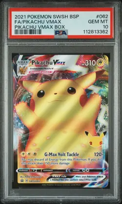 Pokemon Pikachu VMAX SWSH062 Sword & Shield Promo Full Art Holo PSA 10 Card - Image 1