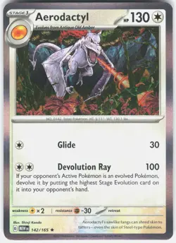 Aerodactyl 142/165 Rare 151 Pokemon Holo Near Mint - Image 1
