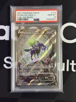 POKEMON SWORD & SHIELD CHILLING REIGN FULL ART/SHADOW RIDER CALYREX V PSA 10 - Image 1