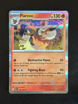 Flareon 136/165 Rare 151 Pokemon Holo Lightly Played - Image 1