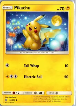 Pikachu 56/236 Common Unified Minds Pokemon Lightly Played - Image 1