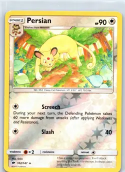 PERSIAN 102/147 BURNING SHADOWS POKEMON REVERSE HOLO - Image 1