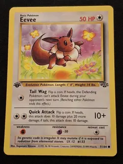 Eevee 51/64 NM Jungle 1st Edition WOTC Pokemon Any 3 Free Ship - Image 1