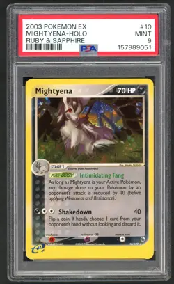Pokemon Card - PSA 9 Mightyena 10/109 - Ex Ruby & Sapphire Holo - MINT PSA9 - Image 1