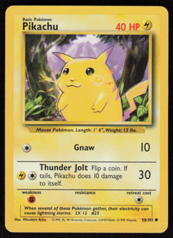 Pikachu 58/102 Common Base Set Unlimited Pokemon LP - Image 1