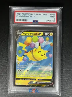 PSA 9 MINT 2021 Pokemon Celebrations FLYING PIKACHU V #006 Full Art - Image 1