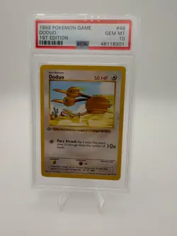 Pokemon PSA 10 GEM MINT Doduo 1st Edition Base Set Shadowless 1999 Card 48/102 - Image 1