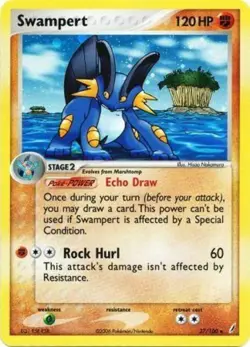 Moderately Played, English Pokemon Reverse Holo Swampert - 27/100 - Rare - Rever - Image 1