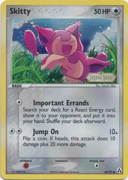 Moderately Played, English Pokemon Reverse Holo Skitty - 64/92 - Common - Revers - Image 1