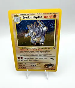 Brock's Rhydon 002/132 Gym Heroes Unlimited Holo Rare EN 2000 Swirl - Image 1