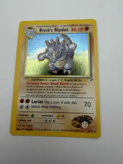 Brock's Rhydon 002/132 Gym Heroes Unlimited Holo Rare EN 2000 Swirl - Image 3
