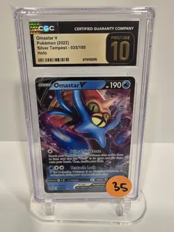CGC Pristine 10 Pokemon 2022 Silver Tempest Omastar V #35 Holo - Image 1