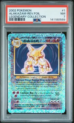 2002 POKEMON LEGENDARY COLLECTION #1 ALAKAZAM-REVERSE FOIL PSA 7 - Image 1