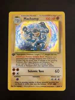 Pokemon TCG Machamp Holo 1st Edition Base Set #8/102 Holo Rare MP Condition - Image 1