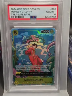 One Piece 2024OP08 en #109 Monkey D Luffy Treasure Rare PSA 10 Gem Mint - Image 1