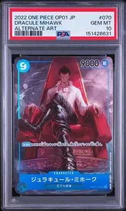 PSA 10 Dracule Mihawk SR Alternate Art OP01 070 2022 ONE PIECE Card Japanese - Image 1