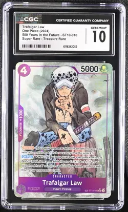 CGC Gem Mint 10 One Piece Trafalgar Law ST10-010 TR Treasure Rare OP07 English - Image 4