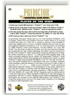 1995-96 Upper Deck #H5 Michael Jordan Predictors: Player of the Week - Image 2