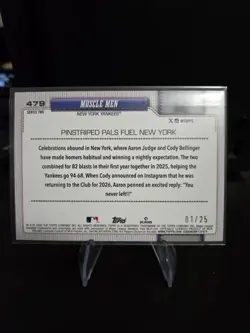 2026 Topps Series 2 - Muscle Men Aaron Judge & Cody Bellinger Orange ASG 01/25 - Image 2
