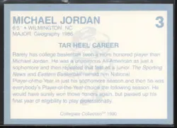 1990-91 Collegiate Collection North Carolina Tar Heels #3 Michael Jordan (A5) - Image 2