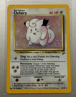 Pokemon TCG Clefairy Card 06/130 Base Set 2 Vintage Holo 1999-2000 WOTC HP - Image 1