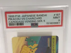 1999 POKEMON JAPANESE BANDAI CARDDASS Card PIKACHU vs. CHARIZARD #187 PSA MINT 9 - Image 2