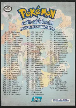 topps Pokemon TV Animation Edition Series 1 Non Holo Checklist Blue Logo - Image 2