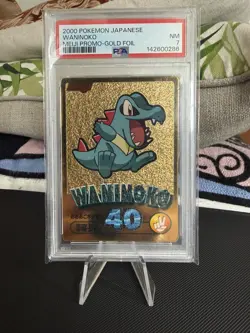 PSA 7 Totodile Meiji 2000 GOLD Foil Promo Japanese Pokemon Card Waninoko - Image 1