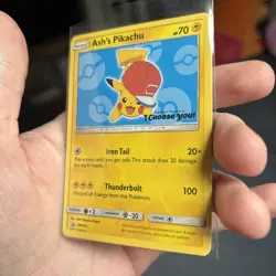 Ash's Pikachu SM114 - I Choose You Stamped Black Star Promo Pokemon TCG Card - Image 1