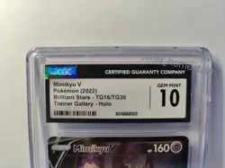 2022 Pokemon Brilliant Stars Mimikyu V TG16/TG30 Trainer Gallery CGC 10 GEM MINT - Image 3