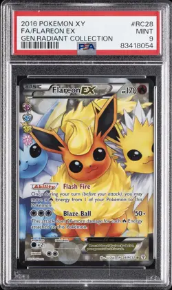 2016 POKEMON XY GENERATIONS RADIANT COLLECTION #RC28 FULL ART/FLAREON EX PSA 9 - Image 1
