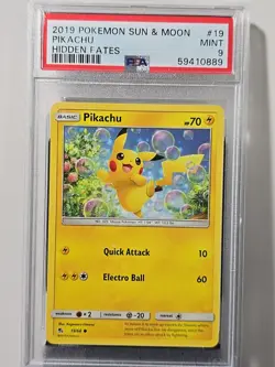 Pokemon Card PSA 9 Pikachu Hidden Fates 19/68 2019 Pokemon Sun And Moon - Image 1