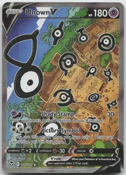 Unown V 177/195 Ultra Rare Silver Tempest Pokemon Holo NM/M - Image 1