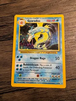 Pokemon TCG Gyarados 6/102 Base Set Holo Card - Played Condition - Image 1