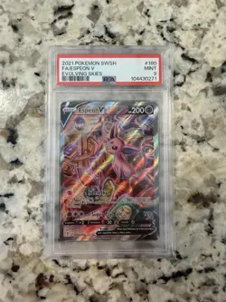 2021 POKEMON SWORD & SHIELD EVOLVING SKIES #180 FA/ESPEON V EVOLVING SKIES PSA 9 - Image 1