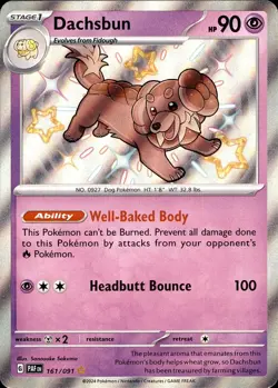 POKEMON DACHSBUN 161 PALDEAN FATES 091 SHINY RARE HOLO LP - Image 1