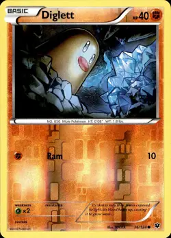 POKEMON DIGLETT 36 FATES COLLIDE 124 COMMON REVERSE HOLO LP - Image 1