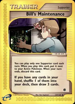 POKEMON BILL'S MAINTENANCE 137 EXPEDITION BASE SET 165 UNCOMMON LP - Image 1