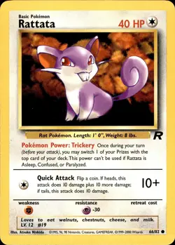 POKEMON RATTATA 66 TEAM ROCKET 82 COMMON UNLIMITED LP - Image 1